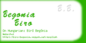 begonia biro business card